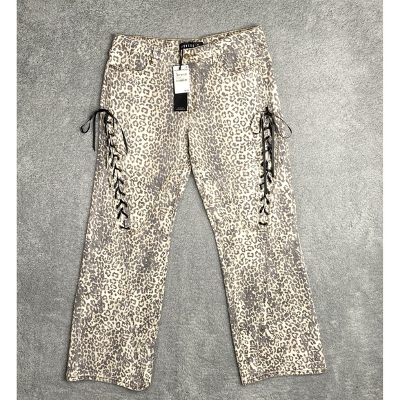 Lioness Denim - Lioness Leopard Print Straight Jeans‎ Size XL Cotton Fade Girls Night NWT